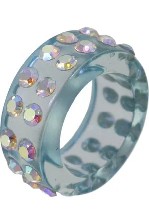 Behave Ring - Trendy brede damesring – acryl – Met iriserende kristallen – Y2K & Futuristische stijl – Nikkelvrij