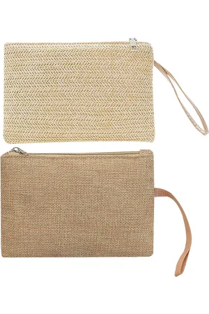 Merkloos Stijlvolle Boho Strandtas en Khaki Handtas voor Vrouwen - Set van 2