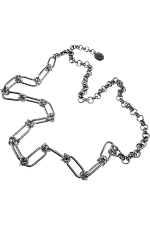 esde2 55cm Ketting Dames - Gepolijst RVS - Paperclip en Ronde Schakelsketting - Verstelbaar - Ketting