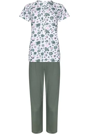 Pastunette Pyjama Green Breeze - Bio Katoen - Wit/