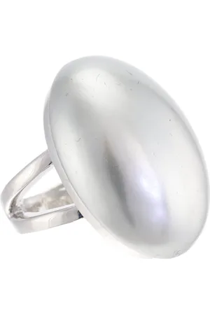 Behave Ring - Metalen Statement Ring met Grijze Parel – Elegante Zilverkleurige Damesring – Nikkelvrij – Handgemaakt – Tijdloze Modeaccessoire