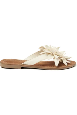 Lazamani Daisy Leren Dames Slippers Off-White