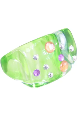 Behave Ring - Trendy brede damesring – acryl – Met gekleurde kristallen – Y2K & Retro stijl – Nikkelvrij