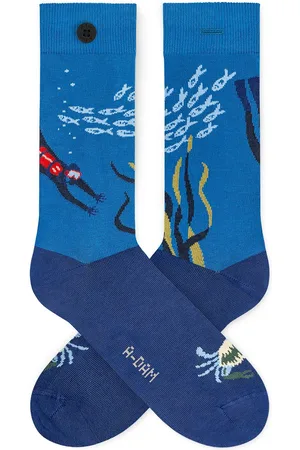 A-dam Underwater - Sok - Sokken - Biologisch Katoen - Vegan - Heren en Dames - Volwassenen - Blauw - 36-41