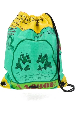 MoreThanHip Rugtasje met trekkoord van gerecyclede diervoederzakken - Chenda kikkers - 44 x 35 x 1 cm