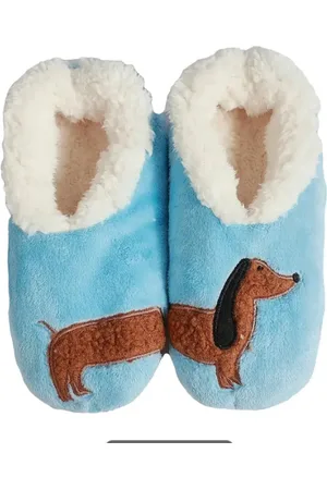 Merkloos Teckel - hond - sloffen - pantoffels - teckelprint - slippers - blauw - XL (maat 39/40) - teckel sloffen