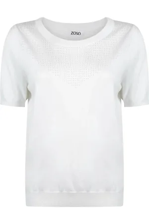 ZOSO Trui Nina Knitted Sweater 242 0016 White Dames