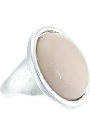 Behave Ring - Vintage Zilverkleurige Ring met Kunststof Steen – Tijdloze Elegant Statement Ring