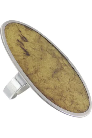 Behave Ring - Verstelbare Ring met Bruine Schelp Inleg – Handgemaakt & Uniek Natuurproduct | 4,2 cm x 2,3 cm