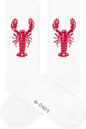 A-dam Lobster - Crew Sokken - Sok - Biologisch Katoen - Vegan - Heren en Dames - Volwassenen - Wit - 41-46