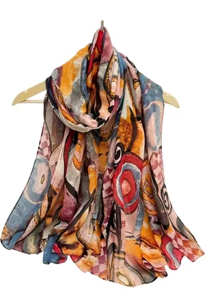 Merkloos DEETJE – Dames Sjaal - Zomersjaal - Voorjaarssjaal - Lichte Sjaal - Modesjaal - Shawl - Katoen/Viscose - Kleurrijk - - 180cm * 85cm