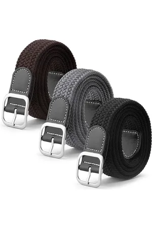 Merkloos 3 stuks Elastische riem voor heren - Elastische Comfort Riem - Vlecht riem - unisex - Elastische broekriem - voor zowel mannen als vrouwen - 95cm - Nikkelvrije Gesp - Gevlochten - Unisex Canvas Riem - Werkriem
