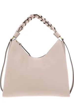 Coccinelle Leren Schoudertas Boheme Grana Double Shoulder Bag Beige