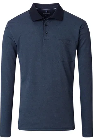Casa Moda Long Sleeve Polo Structure Navy