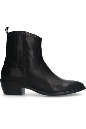 Manfield Dames - Zwarte leren cowboy laarzen