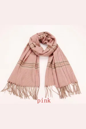 Merkloos Sjaal geblokt F23-12 herfst/winter 180/70cm roze