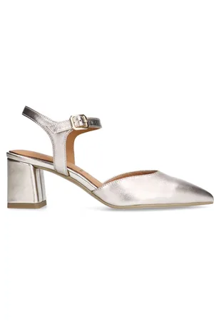 No Stress Dames - Goudkleurige leren slingbacks