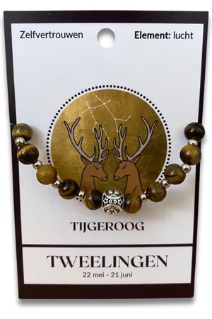 Ruben Robijn Tijgeroog sterrenbeeld armband - Tweelingen