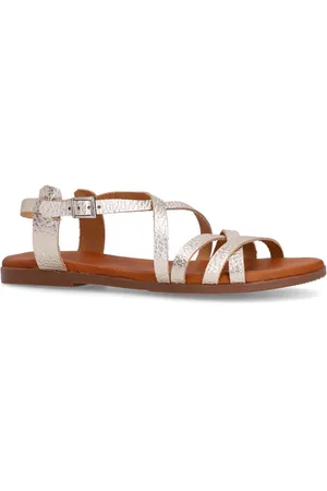 Manfield Dames - Gouden leren sandalen