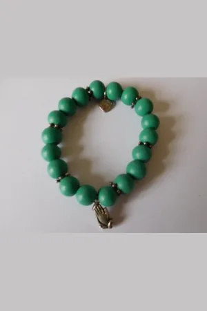 Van Santen Fashion Charm Jewelry Armband hout groene parels