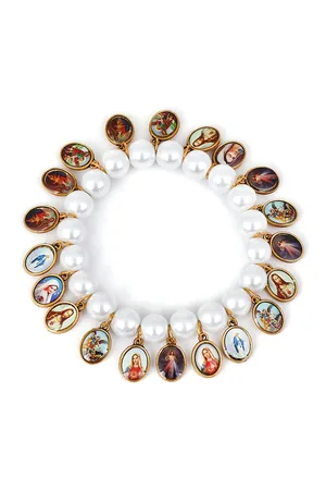 Van Santen Fashion Charm Jewelry Armband parels met hangers heiligen.