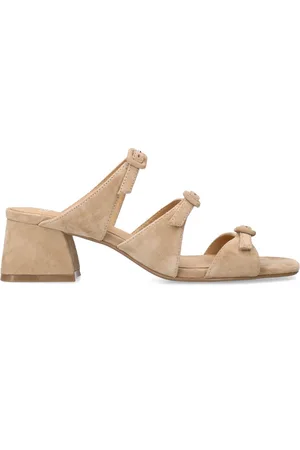 Manfield Dames - suède sandalen met hak en gespjes