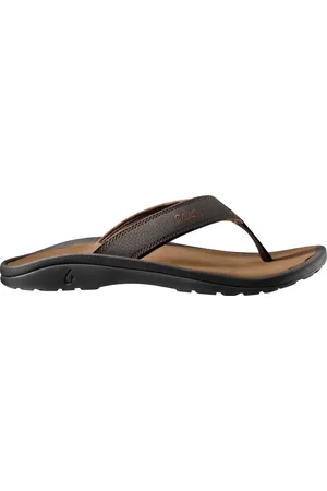 Olukai Ohana - Heren leren slippers - Dark Java/Ray