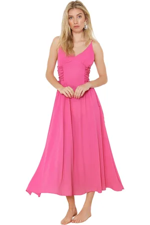 Trendyol Fuchsia Maxi Geweven Strandjurk Tbess24El00098