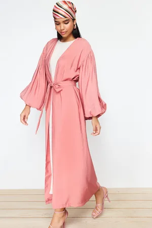 Trendyol Langgeweven Cape Met Stenen Riem En Abaya Tctss24Kf00001
