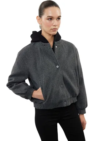 Trendyol Beige Gestempelde Bomberjackjas Twoaw25Mo00070