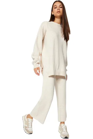 Trendyol Kaki Gebreide Tweedelige Set Met Wijde Pasvorm En Ballonmouwen Twoaw24Au00067