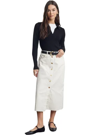 Trendyol Knoop Detail Midi-Spijkerrok Met Hoge Taille Twoss23Et00359