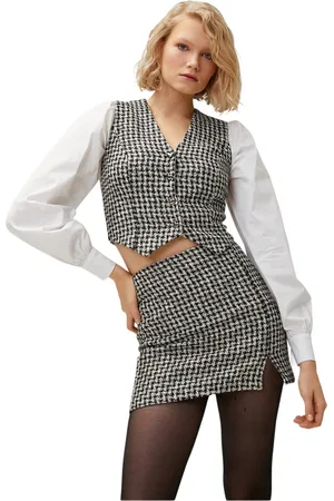 Koton Tweedelig Crop-Shirt Met Look