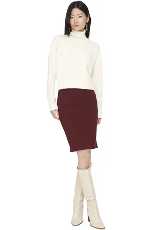 Trendyol Bordeauxrood Met Splitdetail, Aansluitende Gebreide Kokerrok Met Hoge Taille Twoss20Et0145