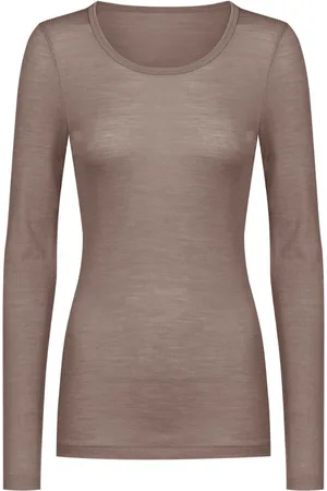 Mey Shirt Lange Mouw Wool Love Dames 1110029 90 deep taupe L/XL