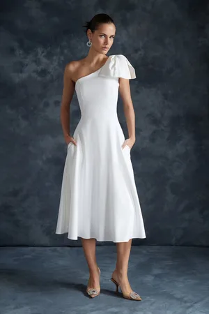 Trendyol Lichtblauwe A-Cut Strik Gedetailleerde Geweven Elegante Avondjurk Tprss24El00105