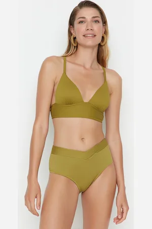 Trendyol Lila Bikinibroekje Met Hoge Taille, V-Vorm En Normale Pijpen Tbess21Ba0067