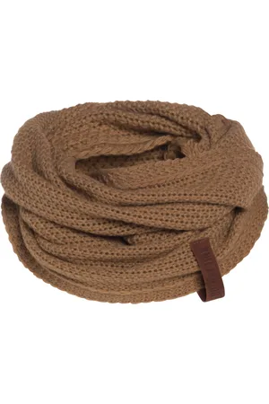 Knit Factory Coco Gebreide Colsjaal - Ronde Sjaal - Nekwarmer - Wollen Sjaal - Bruine Colsjaal - Dames sjaal - Heren sjaal - Unisex - - One Size