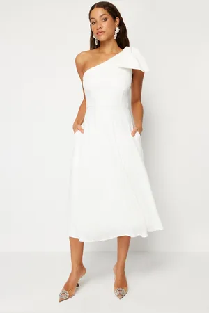 Trendyol Lichtblauwe A-Cut Strik Gedetailleerde Geweven Elegante Avondjurk Tprss24El00105
