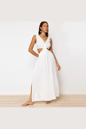 Trendyol Khaki Maxi Geweven Kwastjes Strandjurk Tbess21El3624