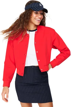 Trendyol Rood Cropped Slim Bomberjack Twoss24Mo00032