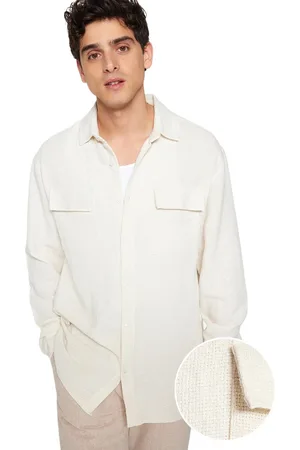 Trendyol Zwart Oversized Linnen Textuur Dubbel Zak Jasje Overhemd Tmnss23Go00089