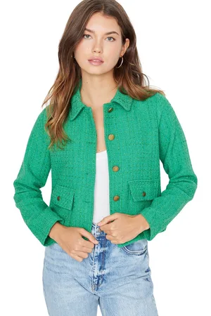 Trendyol Roze Getailleerd Geruite Crop Geweven Jas Met Zakdetail Twoaw23Ce00140