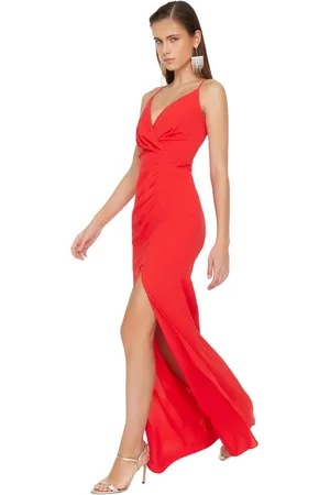 Trendyol Zwart Gevoerde, Bevooroordeelde Geweven Chiffon Lange Avondjurk Tprss22Ae0012