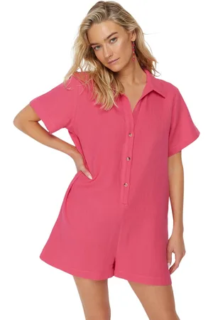 Trendyol Zwarte, Wijde Geweven Mousseline Strandjumpsuit Tbess23Tu00001