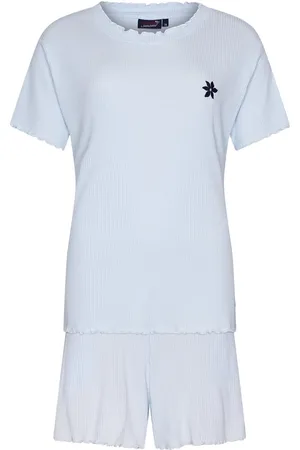 Rebelle Dames Shortama - Relax - Lichtblauw - Ribstof