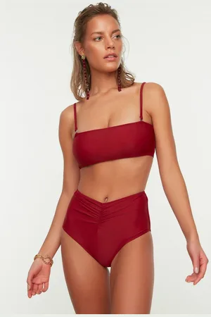 Trendyol Claretrood Bikinibroekje Met Hoge Taille En Smoezelige Tbess21Ba0186