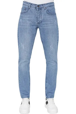 Trendyol Lichtblauwe Flexibele Stof Geribbelde Vernietigde Slim Fit Slim Cut Jeansbroek Tmnss21Je0067