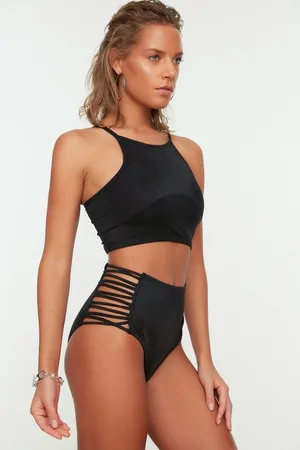 Trendyol Zwart Pijpen Hipster Bikinibroekje Met Hoge Taille Tbess21Ba0363