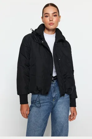 Trendyol Lila Oversized Gewatteerde Jas Met Capuchon En Rits Tweeaw21Mo0144